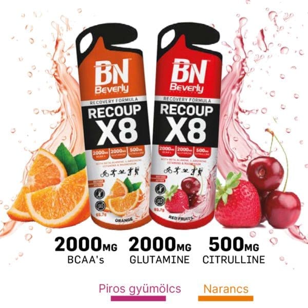 Beverly Nutrition Recoup X8 edzés utáni regeneráló gél narancsos és piros gyümölcsös ízben - Mastery Webáruház