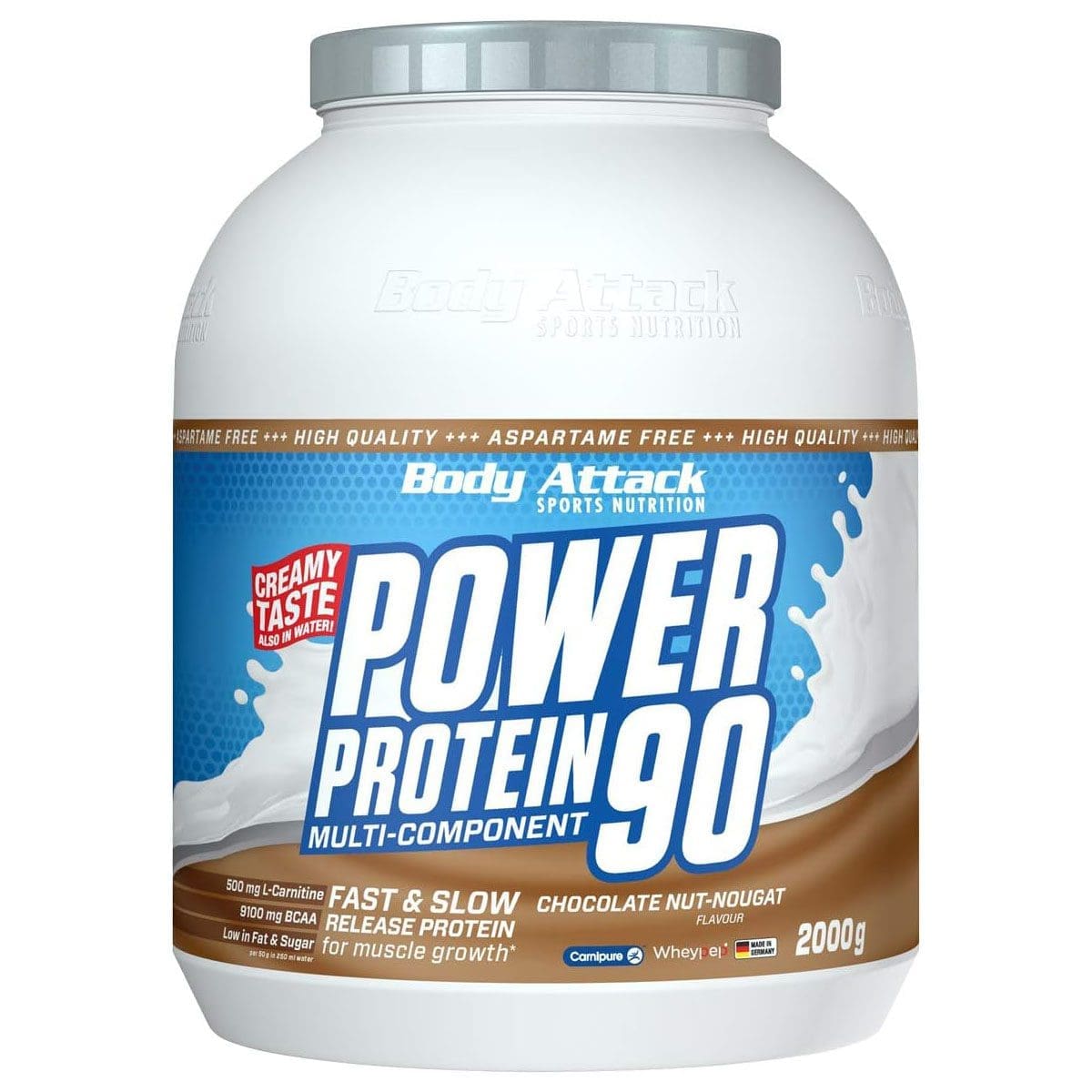 Body Attack Power Protein 90 - csokoládé mogyoró nugát - 2 kg